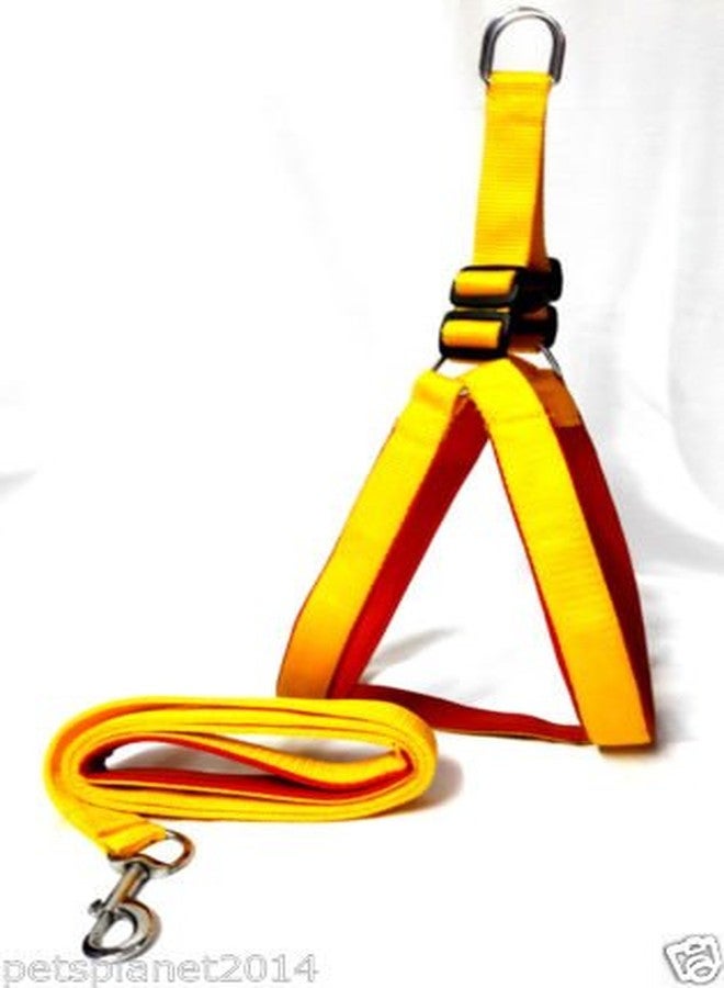 Ocean Wave Petsplanet Yellow Nylon Dog Harness with Soft Red Padding 1.25 inch Large Size - Image 2